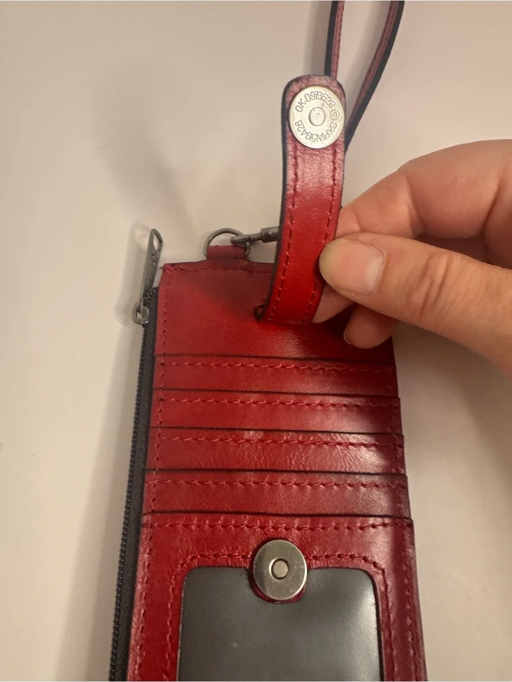 #436 Patricia Nash Slim Red Leather Card Holder Wristlet Wallet
